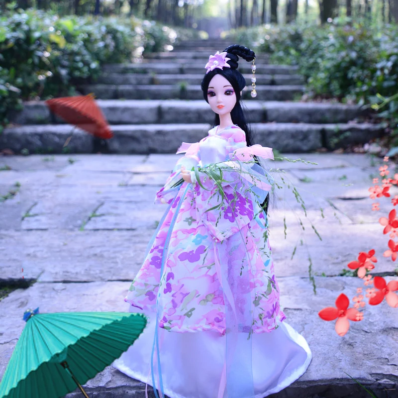 1/6 مقياس 30 سنتيمتر زي القديمة Hanfu فستان الشعر الطويل الجنية الأميرة باربي دمية المفاصل الجسم لعبة مجسمة هدية لفتاة C1235C