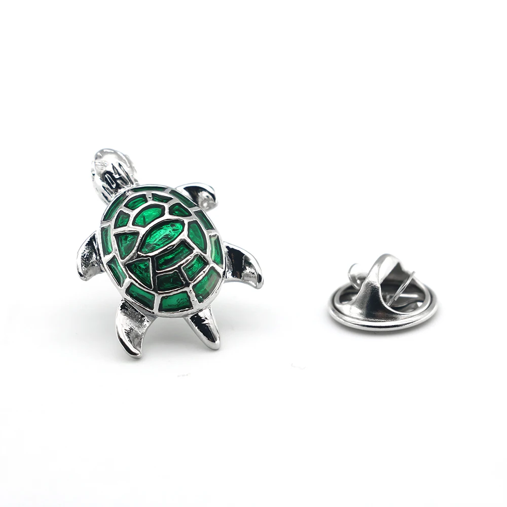 Men's Fashion Brooch Lady's Lapel Pin Clothing Backpack Badge Quality Brass Material Green Tortoise Design Suit Pin For Men