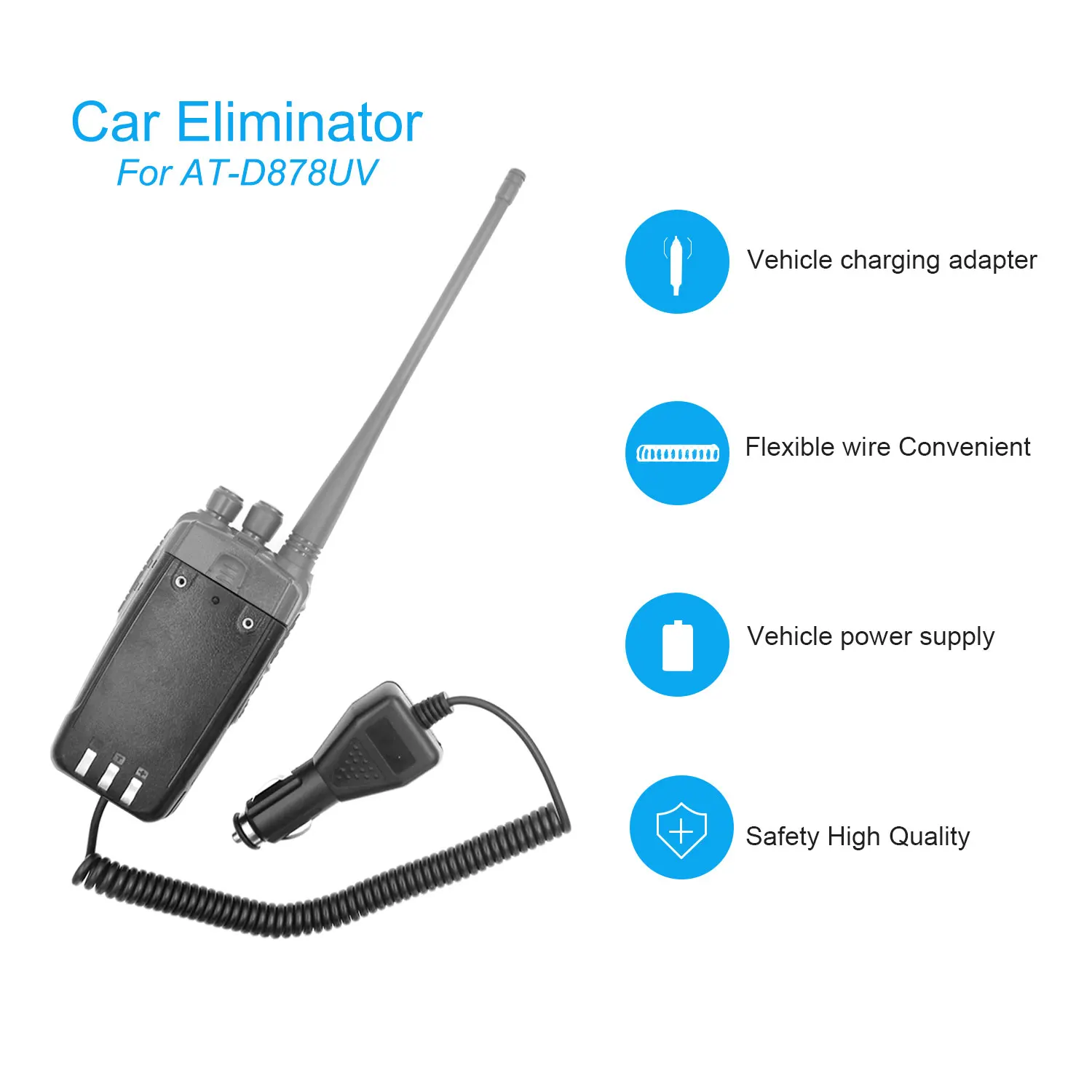 100% Originele Hoge Kwaliteit Anytone AT-D878UV Plus Autolader Batterij Eliminator Voor Anytone AT-D878UV Dmr Radio