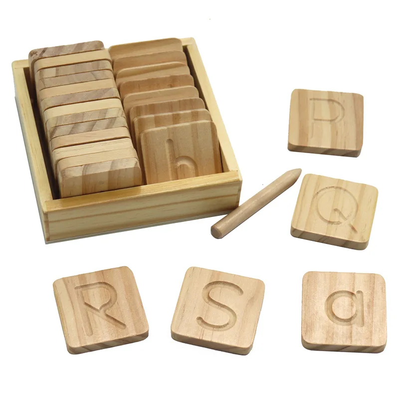 Montessori Capital Small English Letter Groove Blind Writing Board Wooden Toy Early Childhood Education Teaching Aid