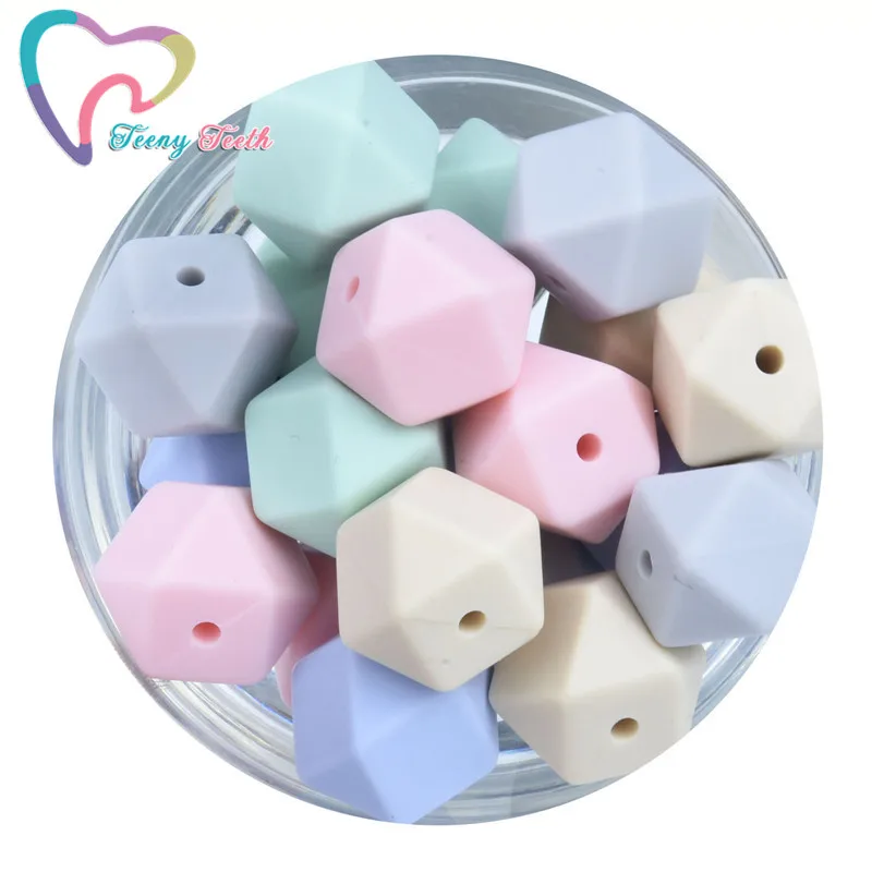 

20 PCS 14 MM Hexagon Silicone Teething Beads Baby Teether Eco-friendly BPA Free Baby Teething Pacifier Chain Beads Baby Product