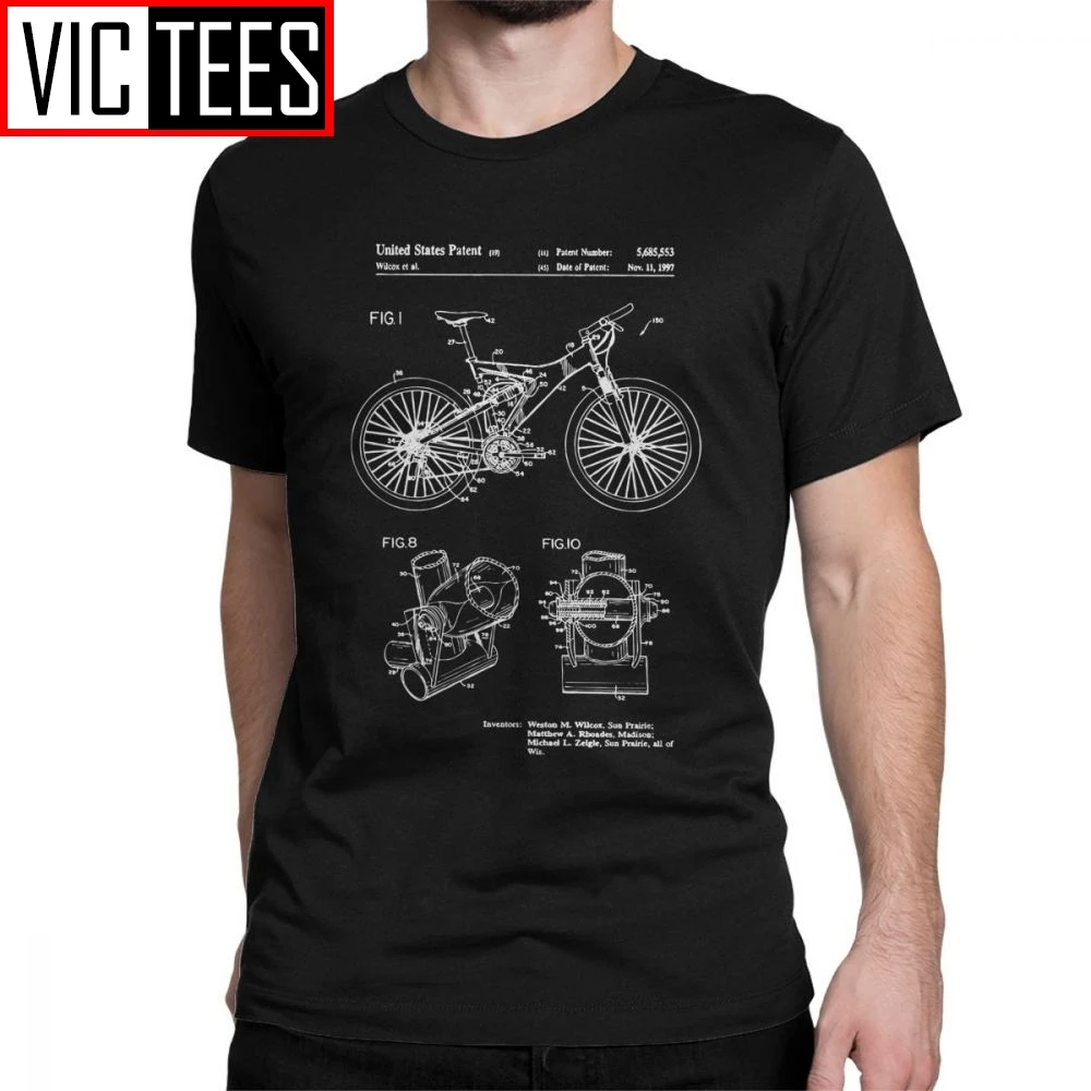 

Mountain Bike T-Shirts Patent Inventors Cyclist Biker Ride Bike Bicycle Cycling Men T Shirts Man's Tops Vintage Cotton Tee Shirt