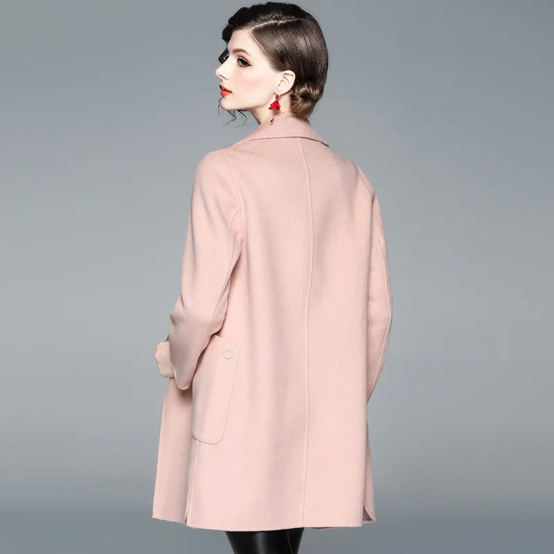 

Women's 2023 autumn and winter new European and American long hand double faced overcoat woolen coat