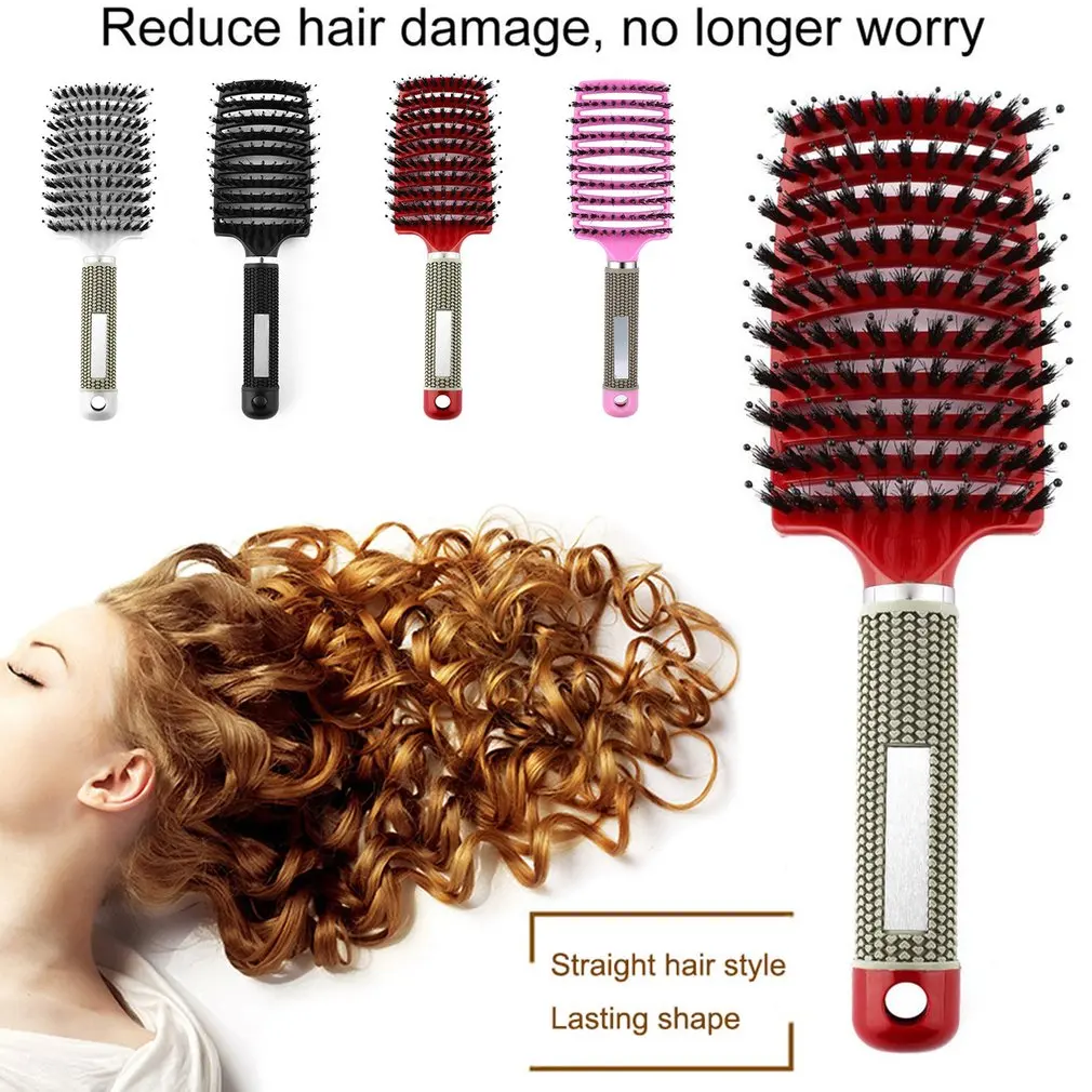 Hair Brush Scalp Massage Comb Hairbrush Bristle&Nylon Women Wet Curly Detangle Hair Brush for Salon Hairdressing Styling Tools