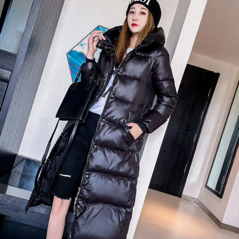 2026 Winter Long Down Jacket Women's Fashion Thick Cotton Parkas Outwear Plus Size 4XL Loose Windproof Hooded Snow Coat Female