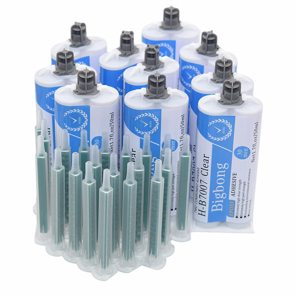 

10pcs Epoxy Resin Glue Adhesives 50ml 1:1 Transparent AB Glues with 20pcs Mixing Nozzles for Wood Plastic Metal Ceramic Bonding