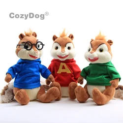 (30 cm To Tail)Alvin and the Chipmunks 4 Plush Toys Doll Peluche Cute Red Theodore Simon In Coat Stuffed Toy Women Kids Gift