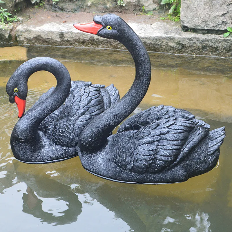 Outdoor Simulation Floating Water Swan Resin Sculpture Outdoor Garden Pool Figurines Decoration Park Lawn Pond Ornaments Crafts