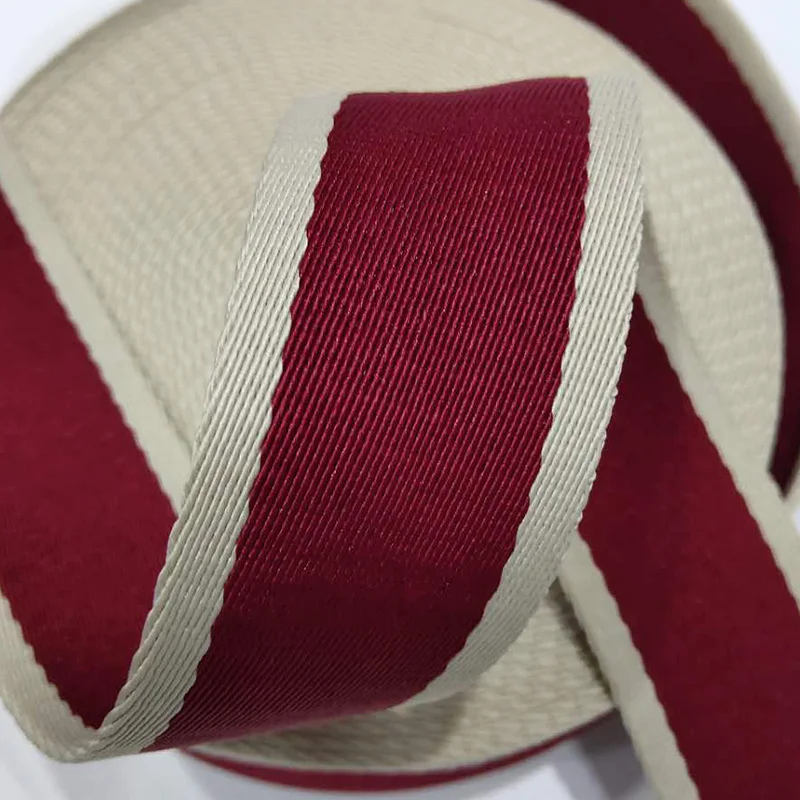 

38mm Polyester Webbing Strap For Bag High Quality Beige/Wine Red Color 1.8mm Thickness 50 Yards/Lot