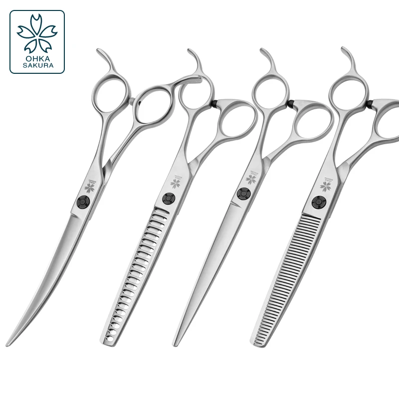 Professional pet grooming scissors direct shear curved scissors tooth scissors Set dog hair cutting tools beautician scissors