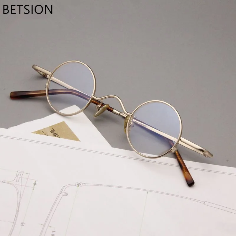 BETSION Super Small 34mm Round Eyeglass Frames Women Men Reading Glasses Optical Glasses Retro Reading Mirror Eyewear