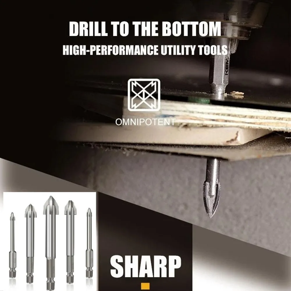 5 sztuk zestaw wierteł 3/4/5/6/8mm wydajne uniwersalne narzędzie do wiercenia wielofunkcyjny krzyż Alloy trójkąt wiertła Hole Opener
