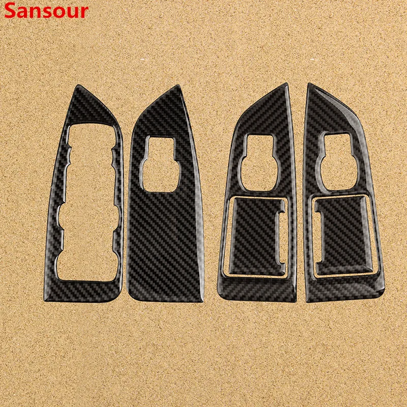 

Sansour Carbon Fiber Car Interior Window Lift Button Decoration Cover Stickers For Ford Taurus Car Accessories Styling