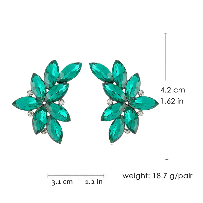 Veyofun Trendy Plant Crystal Stud Earrings for Women Symmetrical Design Accessories Jewelry Wholesale New