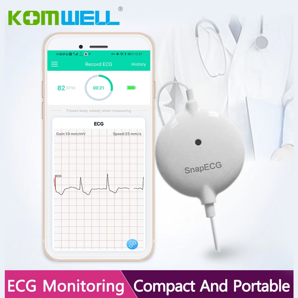 Portable ECG Monitor for Android Wireless EKG Monitoring Devices to Track Heart Rate & Rhythm for Heart Performance