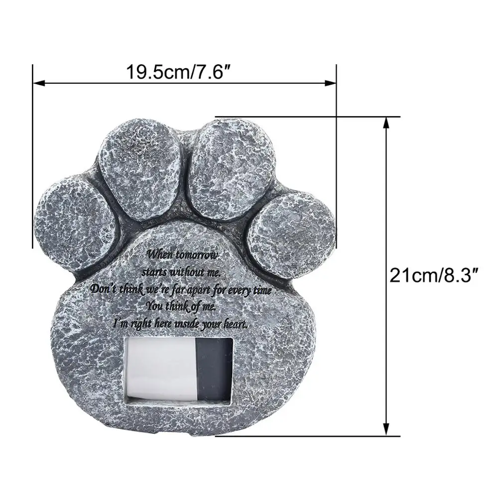 Pet Memorial Stones for Loss of Pet Gifts Paw Print Shaped Tombstone Pet Dog Cat Grave Photo Frame Memorial Gifts