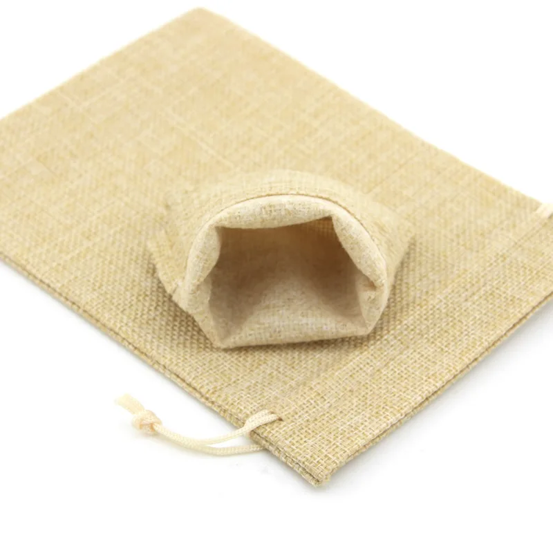 Grains Storage Bags 50Pcs/Lot 15x20 Multi Color Natural Burlap Wedding Candy Cookies Pouch Jute Drawstring Lash Bags