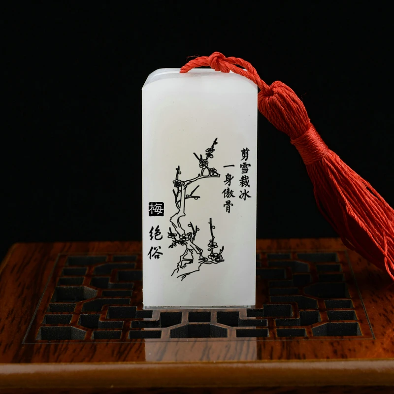 Chinese Seal Engraving Chinese Stone Seal Stamp White Square Custom Carved with Your Name in Japanese or Chinese