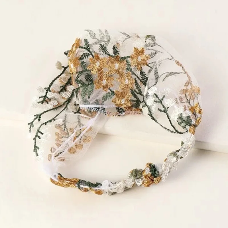 Hand Embroidery Flowers Head Accessories for girls Women Fashion Lace Headband Wedding Accessories Hair Jewelry femme 2023