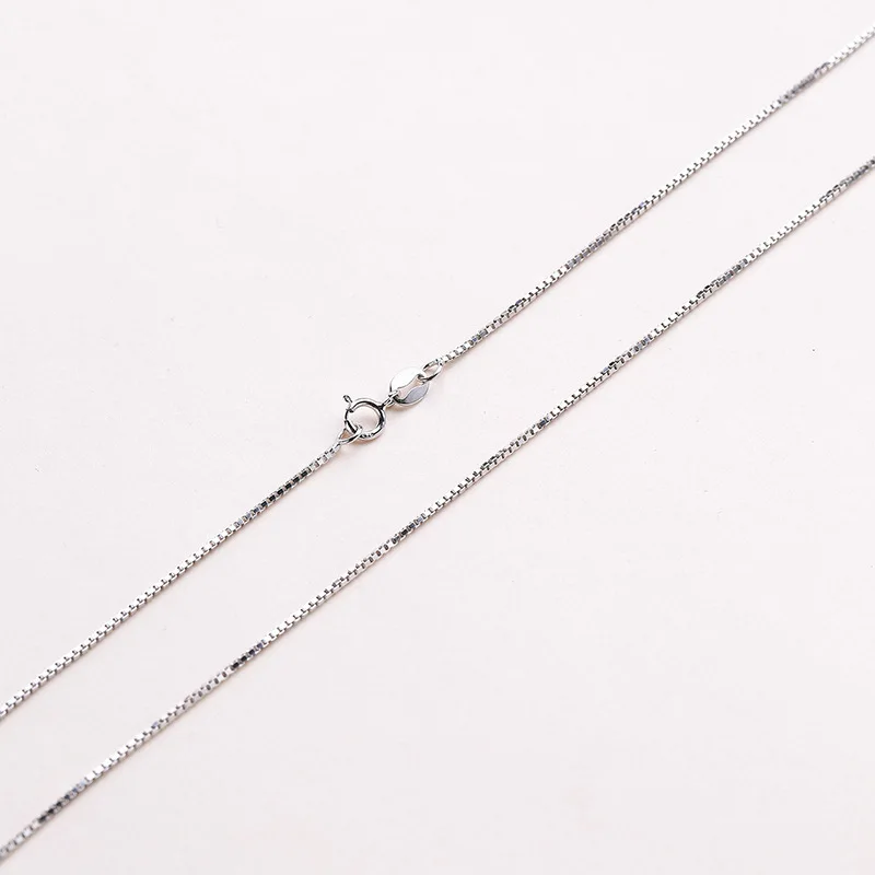 MIQIAO 925 Sterling Silver Box Chain Long 40 45 50 55 60 cm Wide 0.7 0.8 1.0 1.2 mm Rose Gold Platinum Color Necklace Fashion