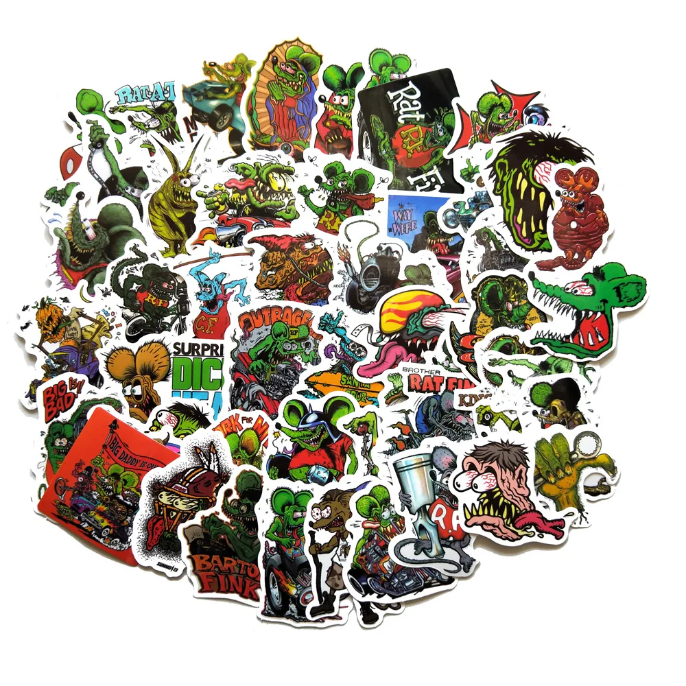 Rat Fink Adesivos para Mala, Skate, Laptop, Bagagem, Frigorífico, Telefone, Estilo Do Carro, DIY Adesivo Decalque, 10 Pcs, 30 Pcs, 50Pcs