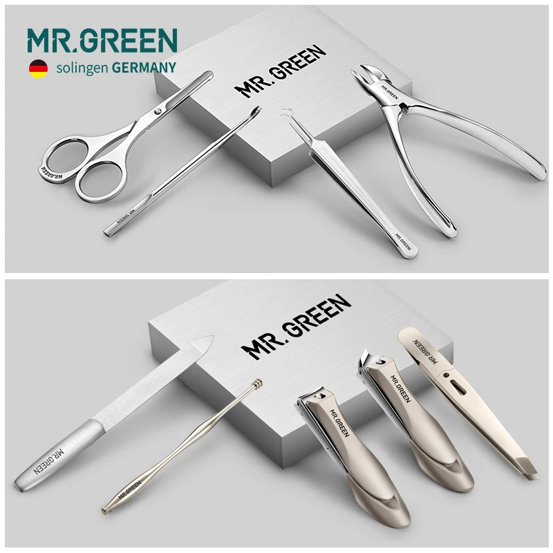 MR.GREEN  High quality  Stainleess Steel grooming kit 9 in 1 nail clipper set Cowhide  package Manicure  nail care good gift