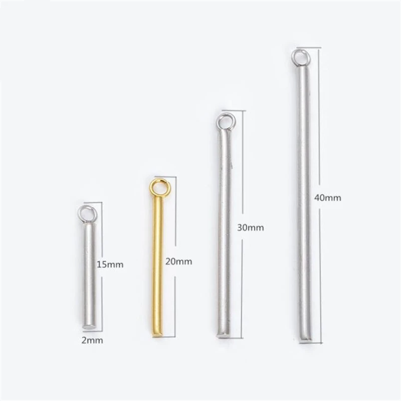 20pcs 10mm 20mm 40mm  Long Metal Bar Stainless Steel Bar Stick Pendants CharmsNecklace DIY Pendant for Earrings Jewelry Making