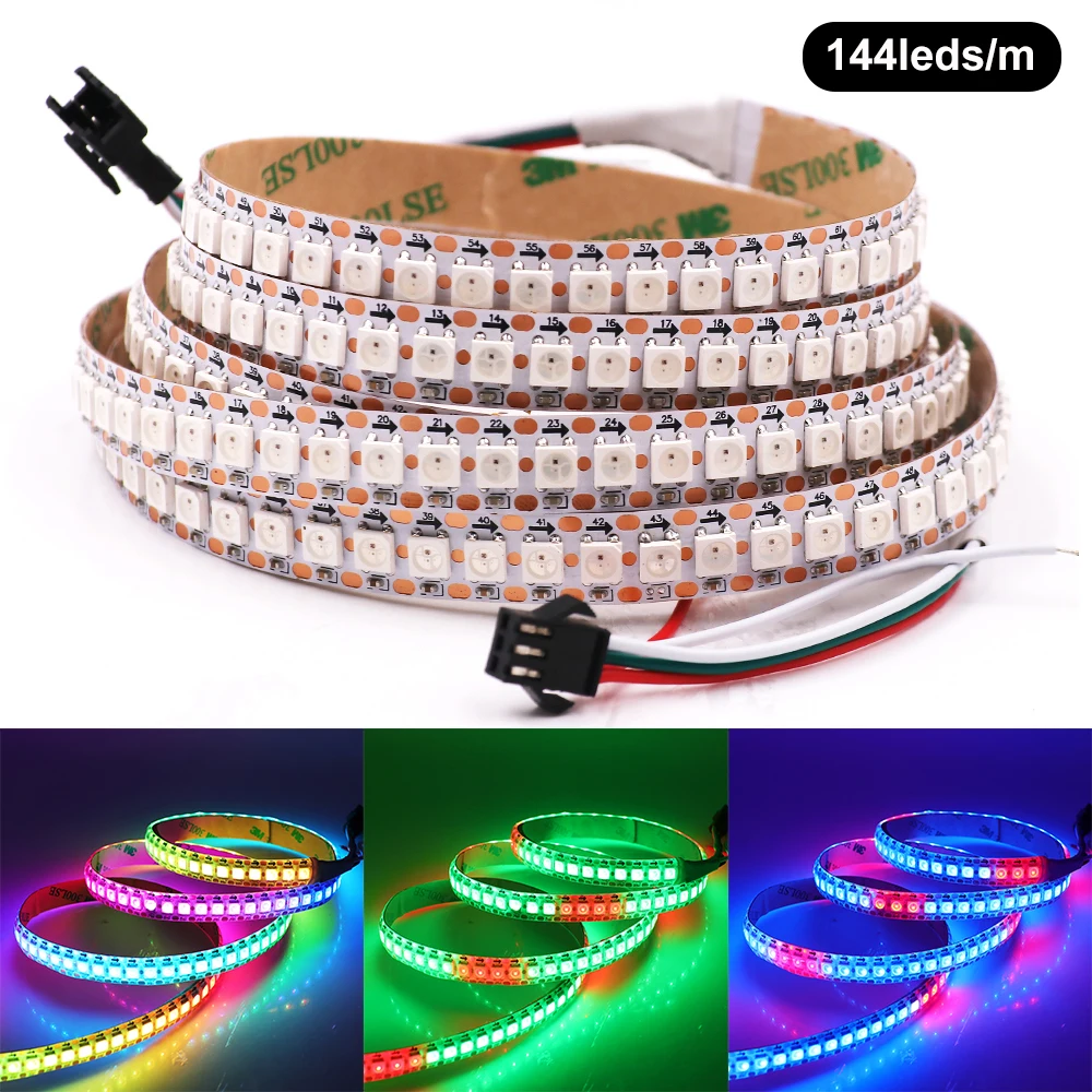 Tira de luces LED RGB WS2812b, 5V, PCB, 30, 60, 144 LED/m, cinta de luz Flexible impermeable IP21/IP65/IP67, 1m, 2m, 3m, 4m, 5m