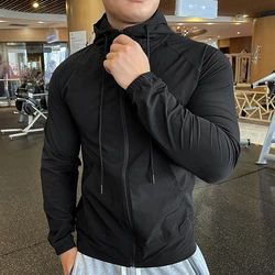 Autumn winter Men Quick Dry Hiking running Jackets Hoodies fitness Gym Outdoor Sports Coats Male Windbreaker Hooded Sportswear