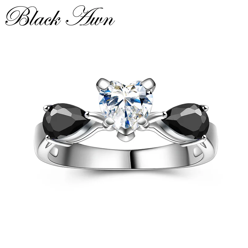 BLACK AWN 2024 New Genuine 100% Sterling 925 Silver Jewelry Square Engagement Rings for Women Gift C429