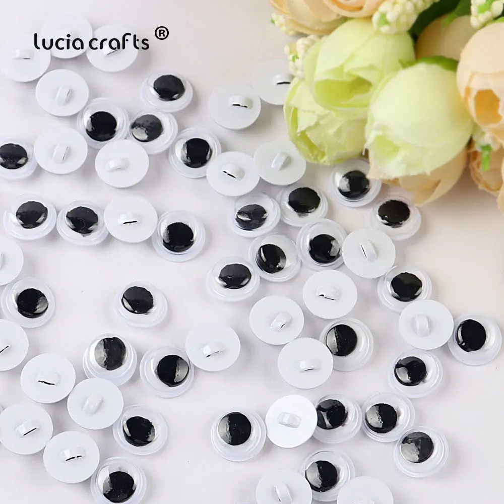 8-15mm 100 pz fai da te Wiggly cucire su occhi finti nero bianco simulazione bulbo oculare animale scuola materna bambini fai da te artigianato Q0605