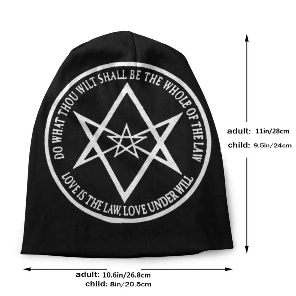 93 Thelema Aleister Crowley Symbol Knit Beanie Hat Men'S Winter Hats Warm Thelema 666 Acultism Crowley Gothic Satan Occult