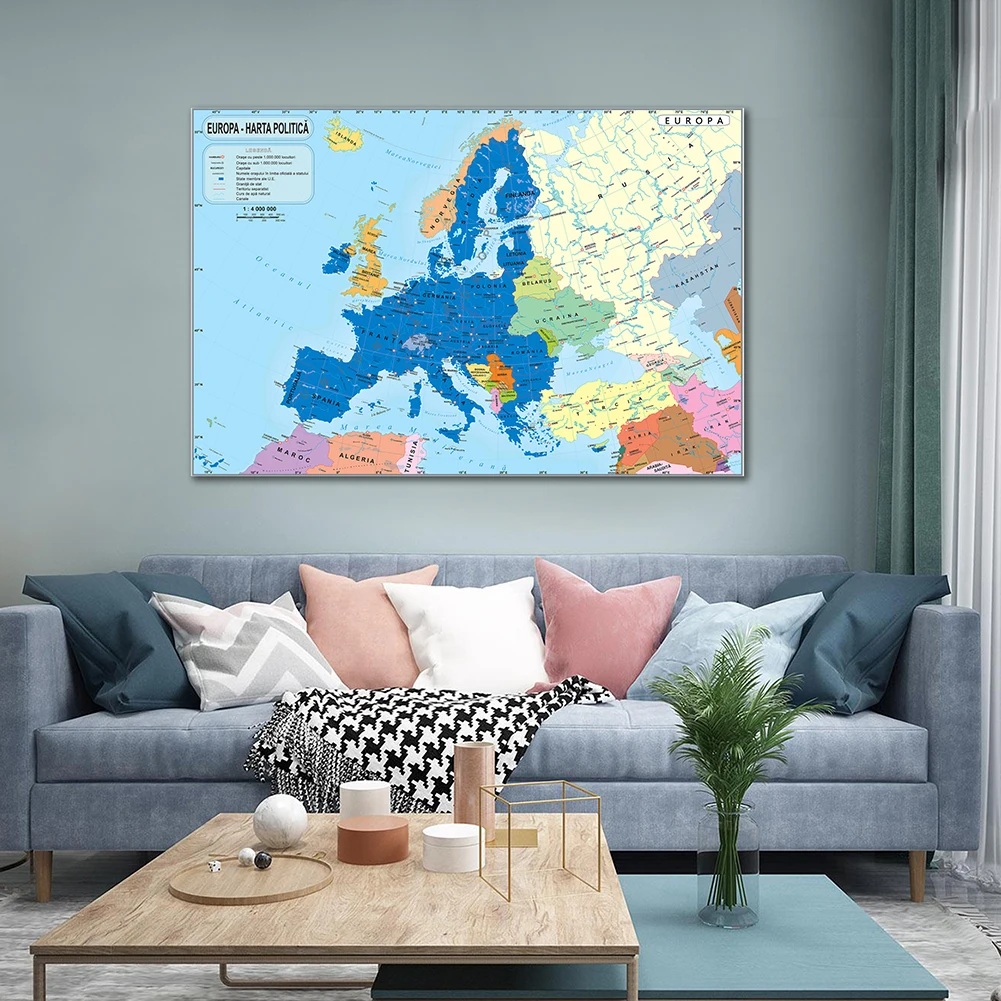 Mappa dell'europa rumena 150*100cm mappa di tela Non tessuta dell'europa carta da parati Wall Art grande Poster materiale scolastico decorazione domestica