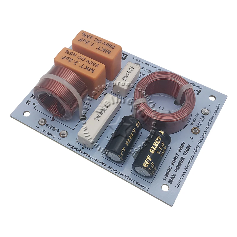 2pcs 130W KASUN L-280C 2 Way Hi-Fi Audio Speaker Frequency Divider Crossover Filters One Woofer One Tweeter Output