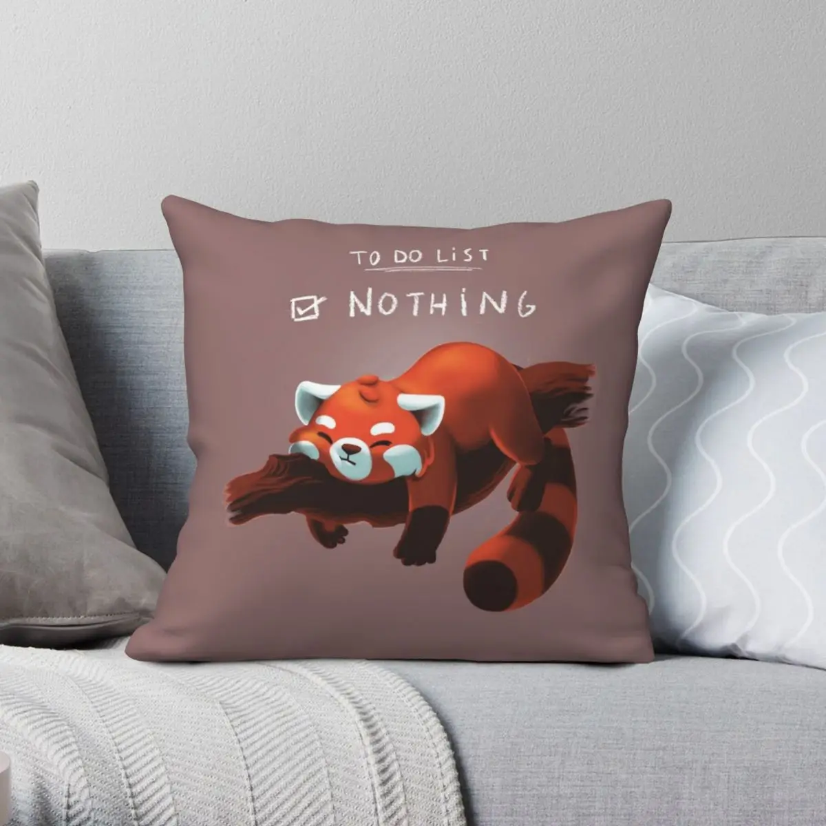 

Red Panda Day To Do List Nothing Cute Fluffy Pillowcase Polyester Linen Velvet Zip Decor Throw Pillow Case Home Cushion Cover