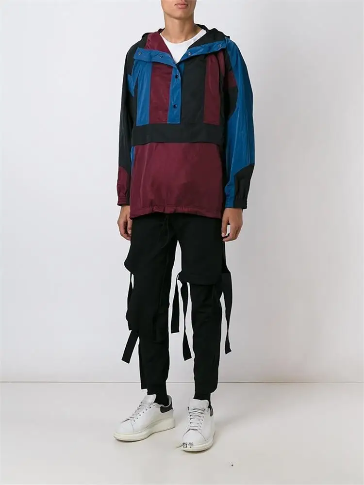 Men's plus-size loose clothing hair stylist fashion trend tie ribbon slacks plus-size pants
