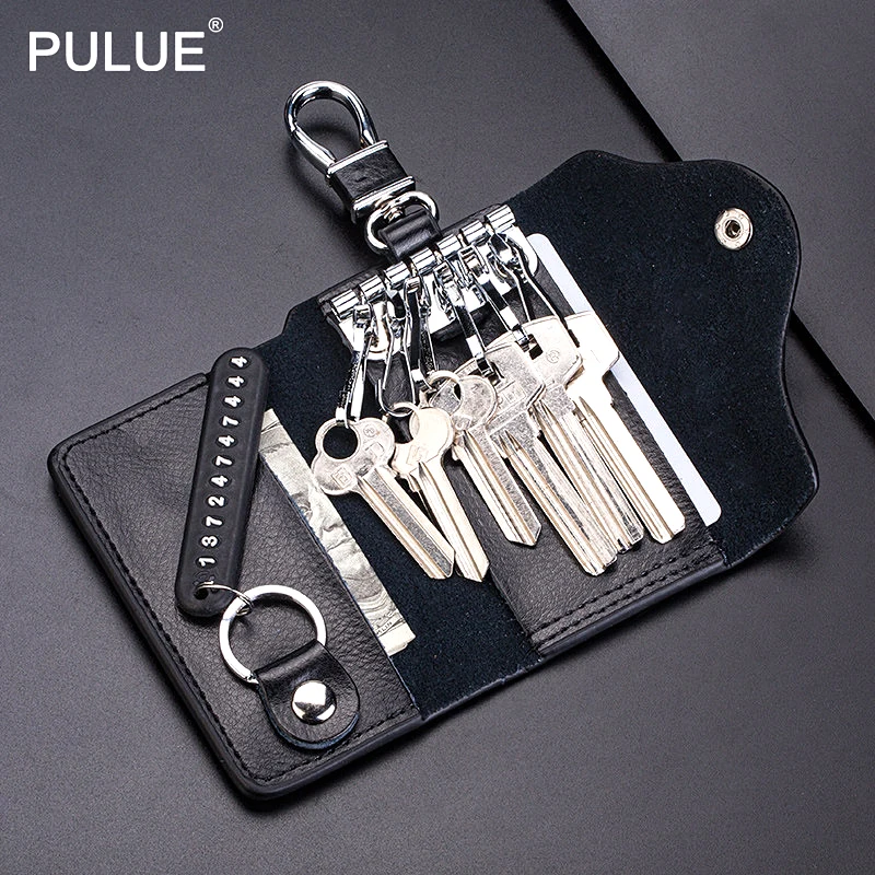 

High Quality Genuine Leather Key Holder Men Women Key Wallet Organizer Pouch Car Keychain Housekeeper Key Case Mini Card Bag