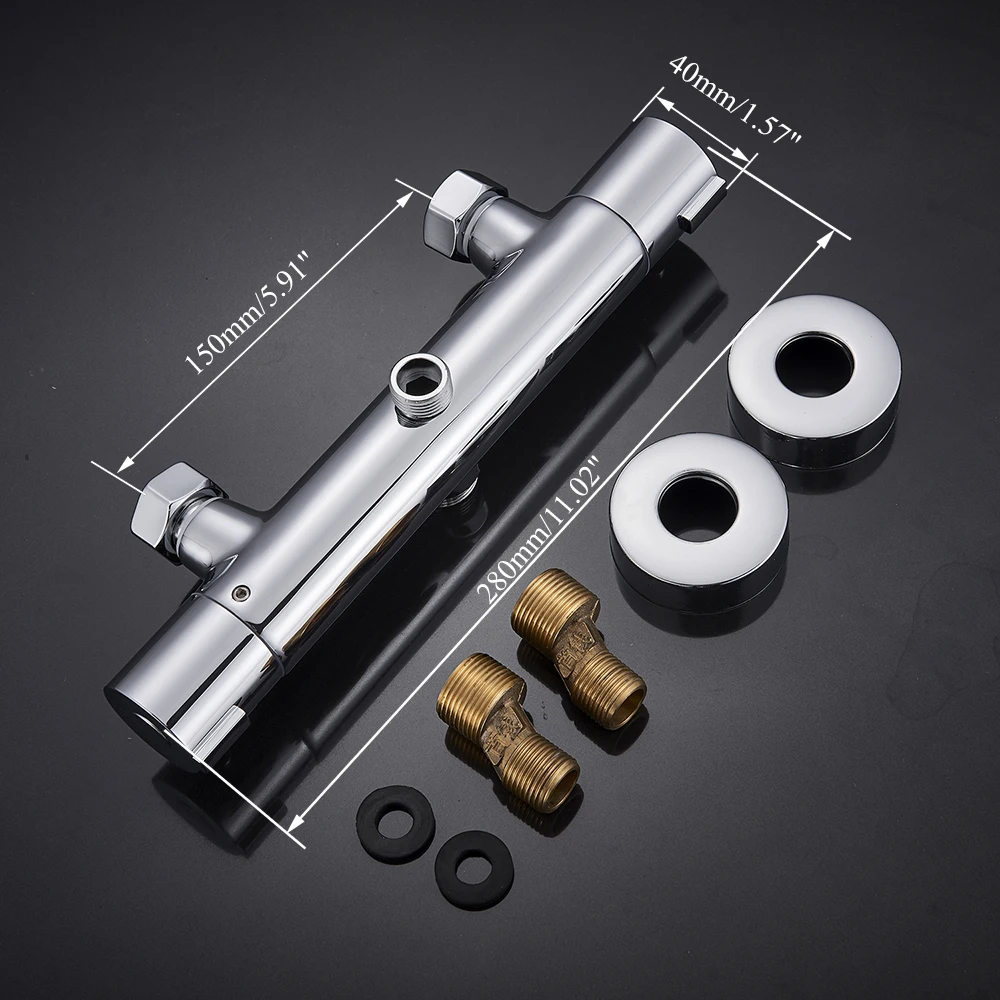 Senlesen Thermostatic Bathtub Shower Faucet Chrome Thermostatic Mixer Value Dual Handle Wall Mounted Bathroom Shower Mixer Taps
