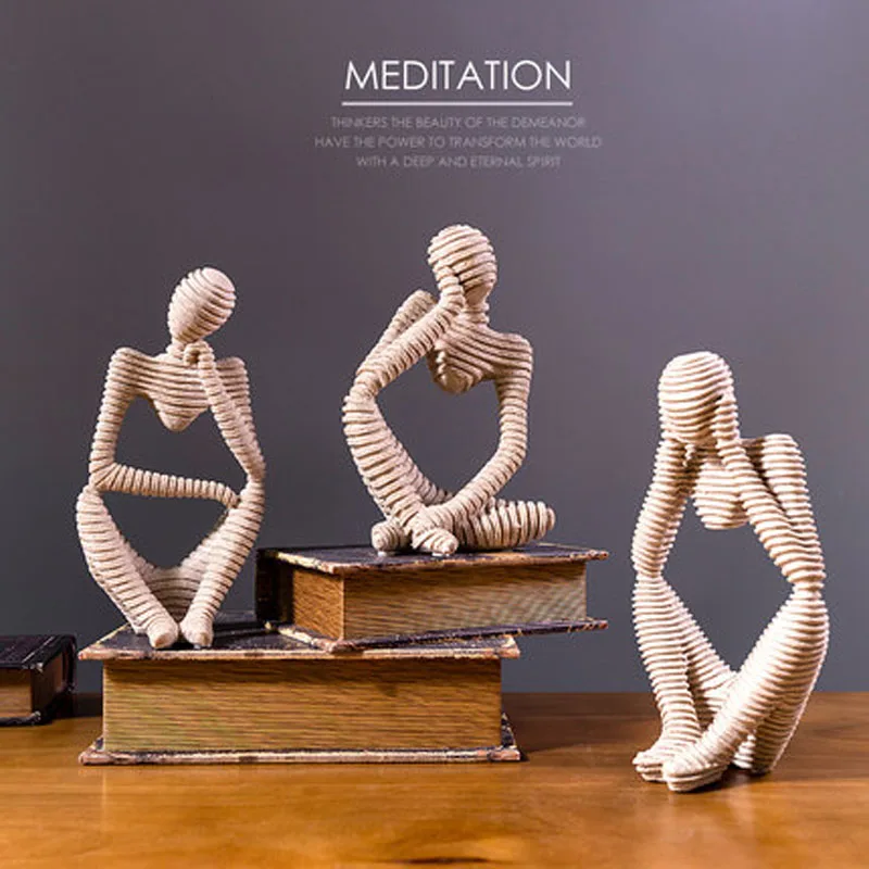 Escultura de pensador estilo nórdico, arte abstrata, sala de estar, decoração de armário de vinho, estante de varanda, armário de tv, ornamento pequeno