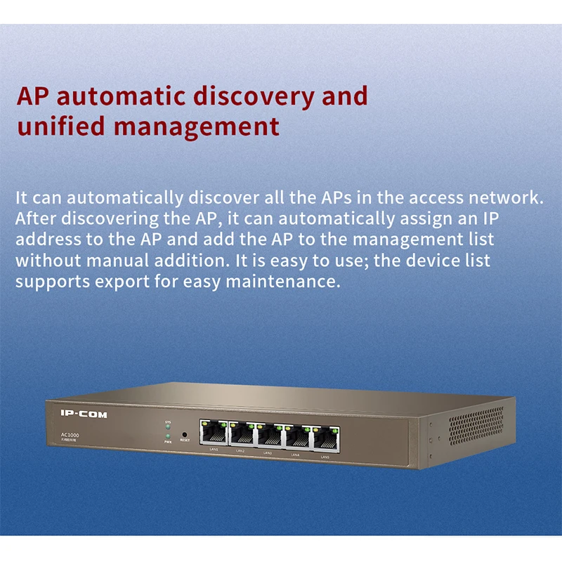 Imagem -06 - Ipcom Ac1000 Gigabit ac Controlador ap Descobrir Automaticamente ap e Monitor de Status do Usuário Gestão Centralizada