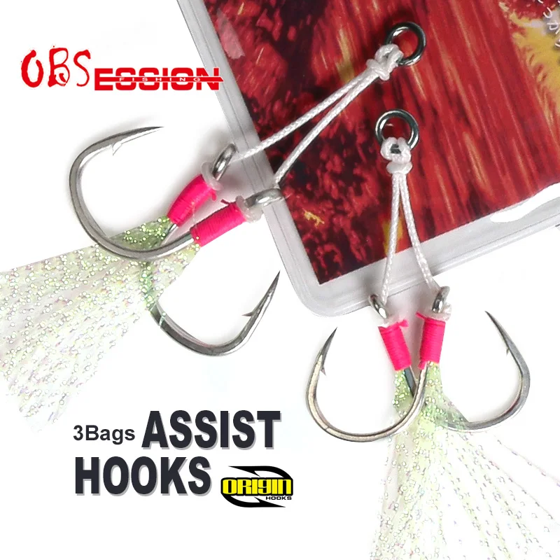 

OBSESSION Slow Jigging Origin SJ41 2sets/bag Jigging Hook Double Assist Hook Fishing Hooks For Metal Jig Lure Fish Accessories