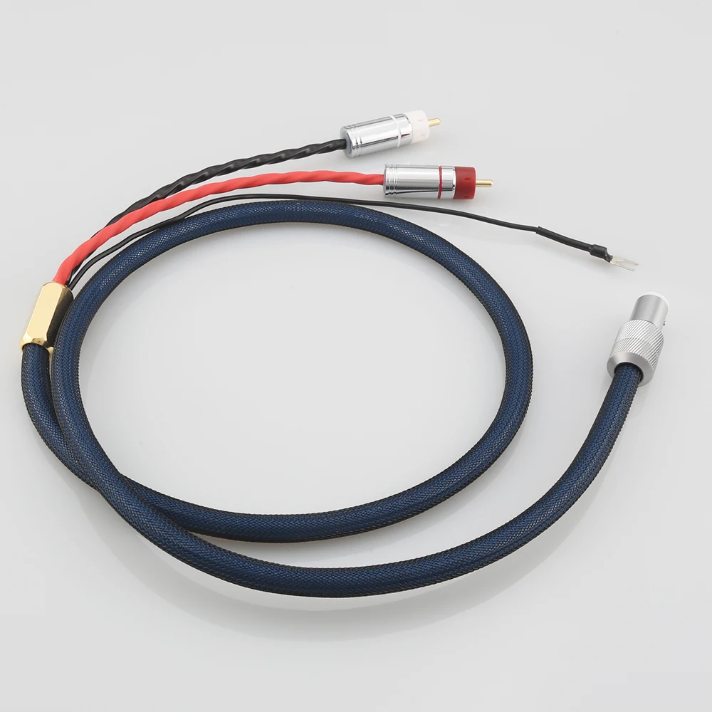 Audiocrast OFC Bạc Audio Phono Tonearm Cáp Spade Cắm Với Che Chắn RCA 5 Pin DIN XLR U Với Mặt Đất dây