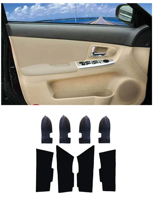 LHD For Kia Spectra Cerato 2005-2012 4PCS Car Door Handle Armrest Panel Microfiber Leather Cover Protection Trim