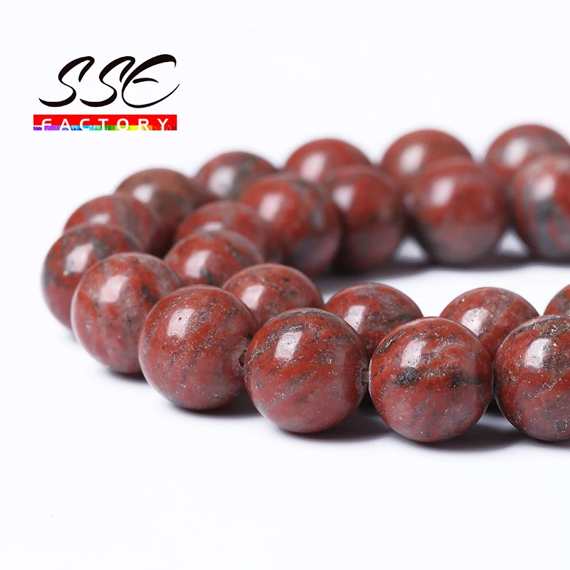 Natural Stone Sesame Red Jaspers Loose Beads 15