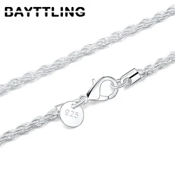 BAYTTLING New 925 Sterling Silver 3MM Rope Chain 16/18/20/22/24 Inch Rope Necklace Jewelry For Woman Man Fashion Wedding Gift