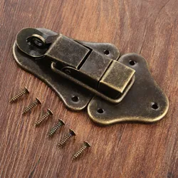 95*52mm Antique Jewelry Wooden Box Lock Hasps Drawer Latches Suitcases Hasp Latch Buckle Clasp Furniture Hardware With Screws