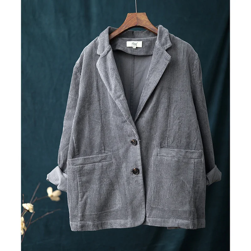 2023 New Fashion Blazers Y2k Embroidered Blazer Office Lady Women Japanese Style Jackets Corduroy Suit Vintage Preppy Style