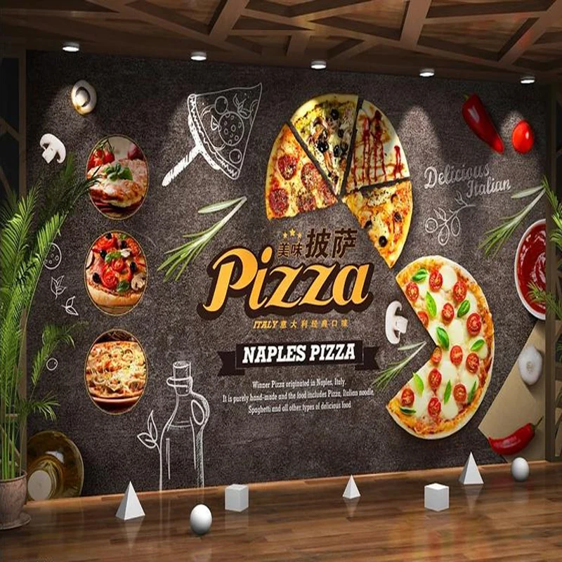 custom Pizza Food photo wallpapers Catering engineering decoration background wall paper mural wallpaper shop Stickers