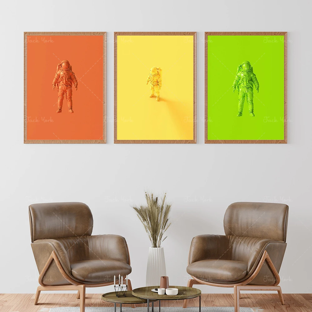 

Colorful Astronaut Poster Set, Abstract Style Digital Print, Minimalistic Wall Art Gift For Him Her.