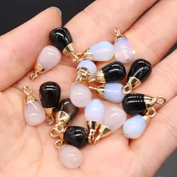 Natural Stone Rose Quartzs Opal Pendants Charms Stone Round Water Drop Shape Pendants DIY for Necklace or Jewelry Making 8x12mm
